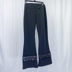 Halloween Hippie Theme Bell Bottom Black Pants Women's Large Boho Style